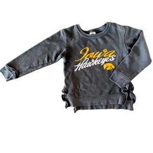 Girls Iowa Hawkeye Sweatshirt, Black, Medium 7/8, Ruffle Slit on both si…